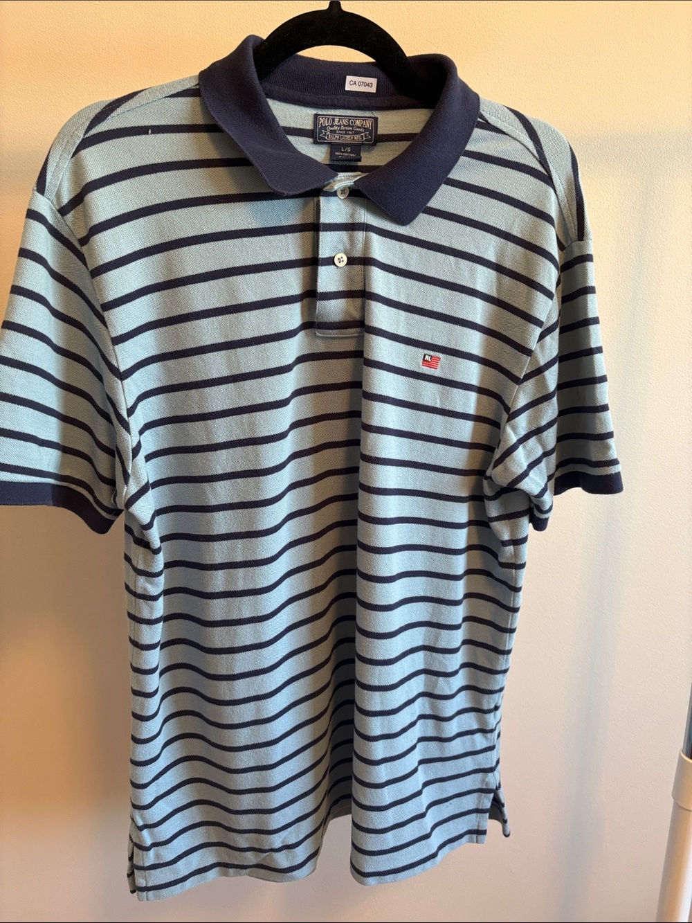 Nautica Light Blue with Navy Stripe Polo